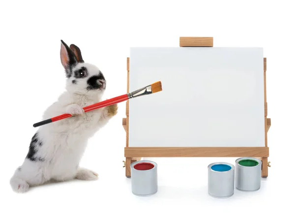 Bunny Stand Easel Tassels Isolated White Background Writing Your Text — Stock Photo, Image