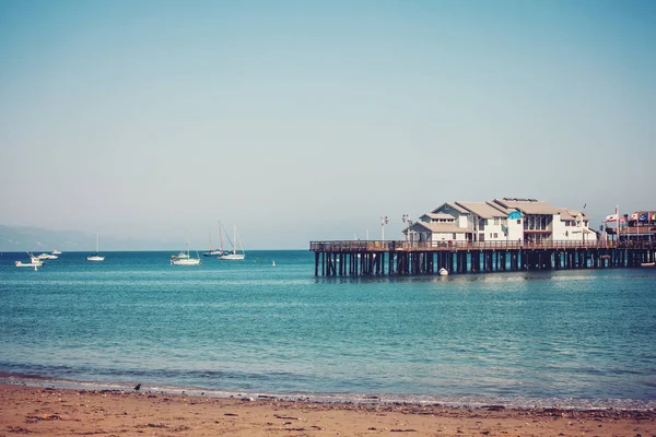 Stearns Wharf Pier Santa Barbara California Retro Vintage Toned — Stock Photo, Image