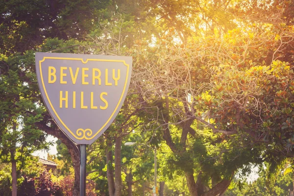 Everly Hills Калифорния Августа 2017 Года Знак Беверли Хиллз Закате — стоковое фото