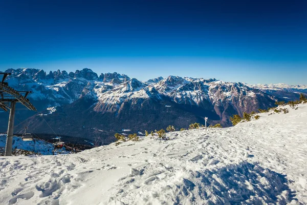 Vue Sur Chaîne Montagnes Alpines Avec Téléski Paganella Trente — Photo