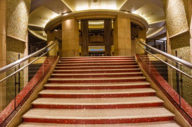Hollywood, CA - Aug 13, 2018: Famous staircase of Dolby Theater in Hollywoo Los Angees. Dolby Theater is a place where Oscar ceremony is held every year clipart