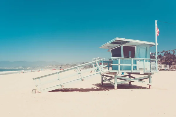 Cabana Salva Vidas Icônica Uma Praia Santa Monica Califórnia Vintage — Fotografia de Stock