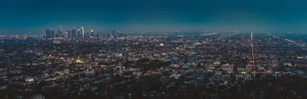 Los Angeles Downtow Panorama Crepúsculo Observatório Griffith Alta Resolução — Fotografia de Stock