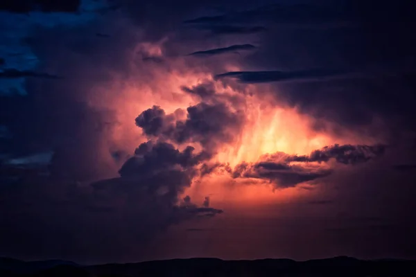 Fulmine Nube Nuvola Illumina Temporale Della Carolina Del Nord Sulla — Foto Stock