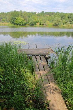 Resmi Ukrayna, Güney Bug Nehri çekildi. İçinde belgili tanımlık fotoğraf nehirdeki balık tutmak için küçük bir köprü vardır. Nehri'nin kıyısında saz ve kamış ile büyümüş.