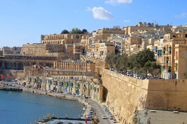 Foto Foi Tirada Janeiro Ilha Malta Foto Cais Cidade Valletta — Fotografia de Stock