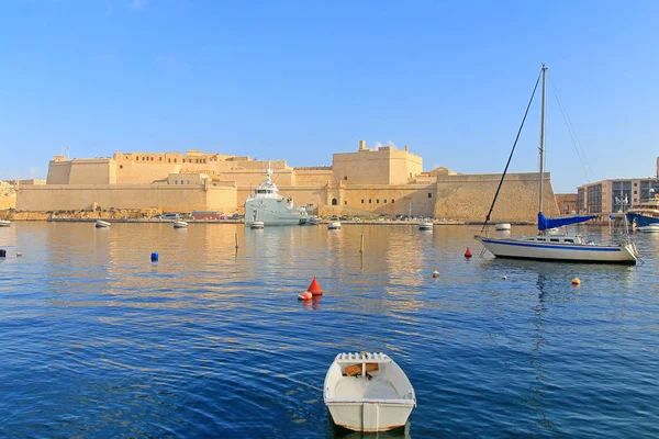 Fotot Taget Malta Bilden Visar Fästningen Staden Birgu Från Hamnen — Stockfoto