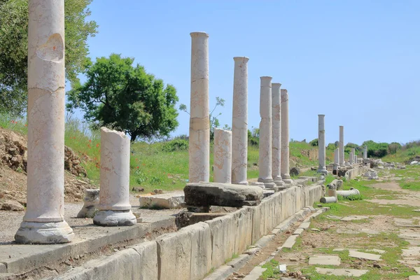 Columns of an ancient temple in the city of Side.