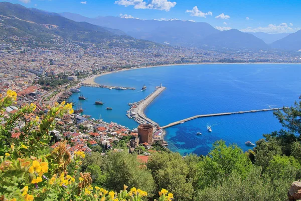 Alanya'nın körfez manzarası bir dağ yüksekliğinden fotoğraflandı. — Stok fotoğraf