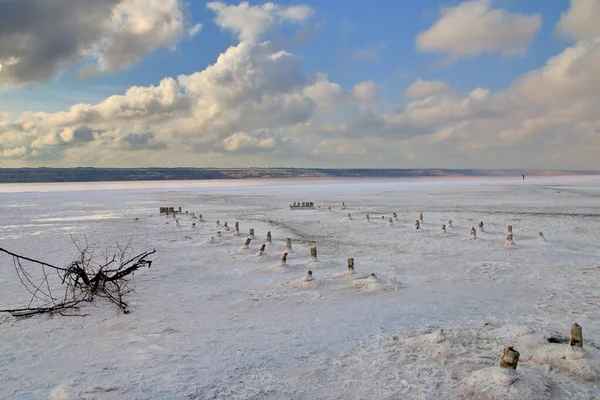 Photo Taken Estuary Called Kuyalnik Picture Shows Salt Marsh Banks — Stock Photo, Image