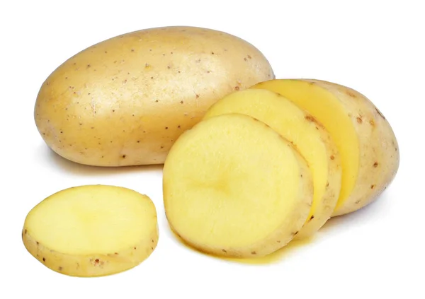 Batata Isolada Sobre Fundo Branco Batatas Cruas Frescas Tiro Estúdio — Fotografia de Stock