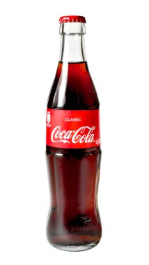 Coca Cola şişesi, beyaz arka plan üzerinde izole. Limonata şişeyi çıkar, tasarım öğesi kesmek.