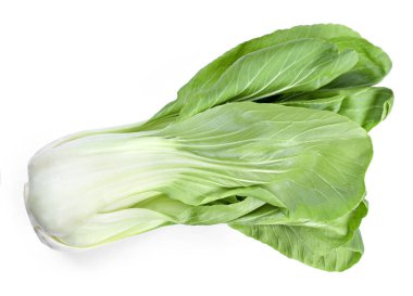 Temiz pak choi lahana veya Çin lahanası, beyaz arka plan üzerinde izole. Taze, yeşil sebze, yakın çekim shot. Sağlıklı yaşam tarzı tema, mutfak sahnesi.