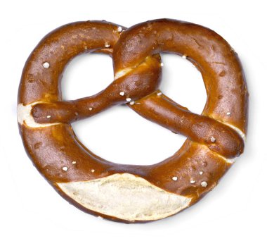 Tuz, Alman gıda ile lezzetli tuzlu kraker. Beyaz arka plan üzerinde izole Brezel, geleneksel Bavyera yemekleri,.