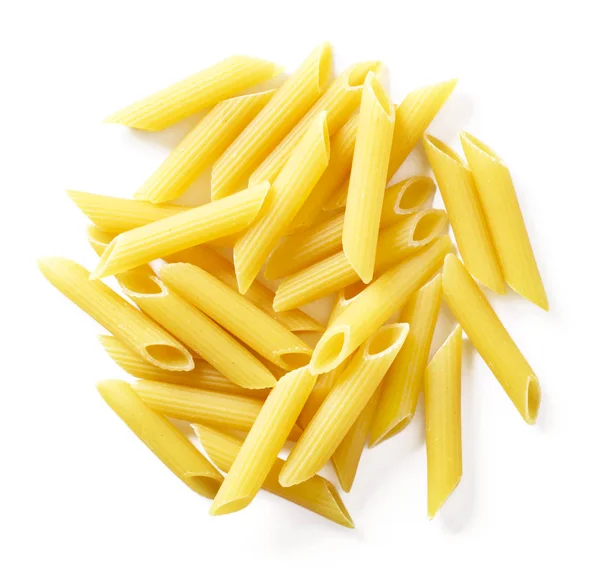 Delicious Pasta Penne Noodles Isolated White Background Top View Scene — Stock Photo, Image