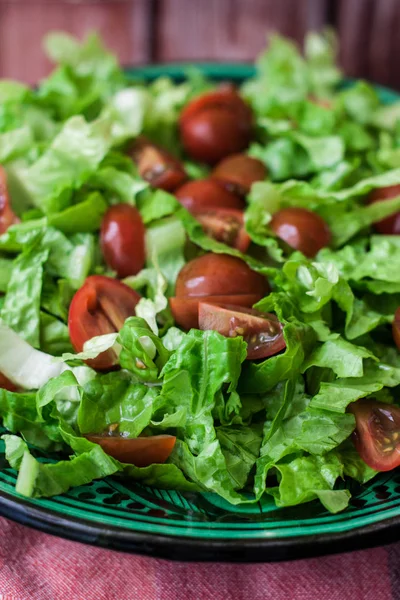 Vegan Style Sallad Med Sallad Och Färska Tomater — Stockfoto