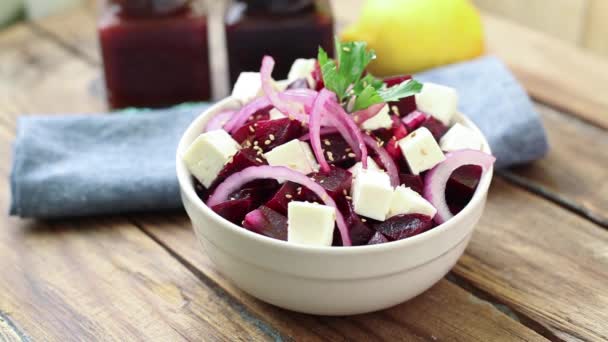 Beetroot Salad Red Onion — Stock Video