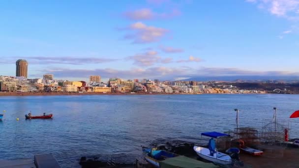 Stad Skyline Strand Kust Las Palmas Gran Canaria — Stockvideo