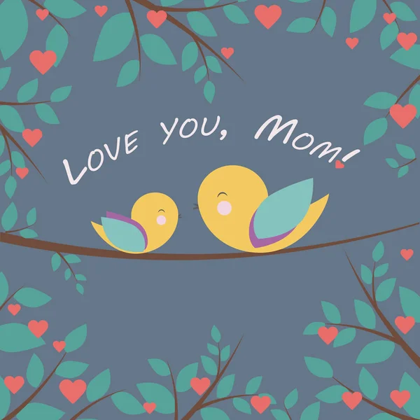 Feliz Día Madre Diseño Tarjetas Felicitación Con Imagen Positiva Pájaros Vector De Stock