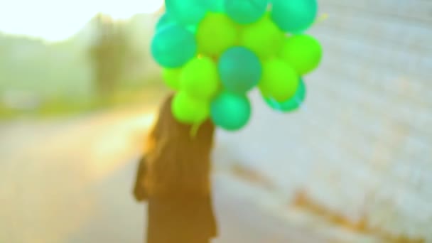 Niña Con Globos Aire Vídeo Full — Vídeo de stock