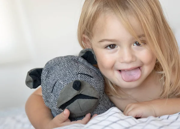 Baby boy making faces — Stock Photo, Image