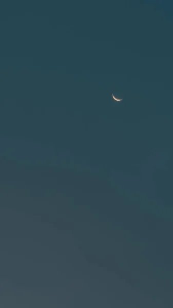 新月夜空的垂直全景视图 大自然的美丽 带复制空间的万圣节背景 — 图库照片