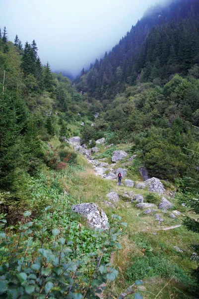 高山风光 岩石峰峰 徒步旅行 背包旅行 免版税图库照片