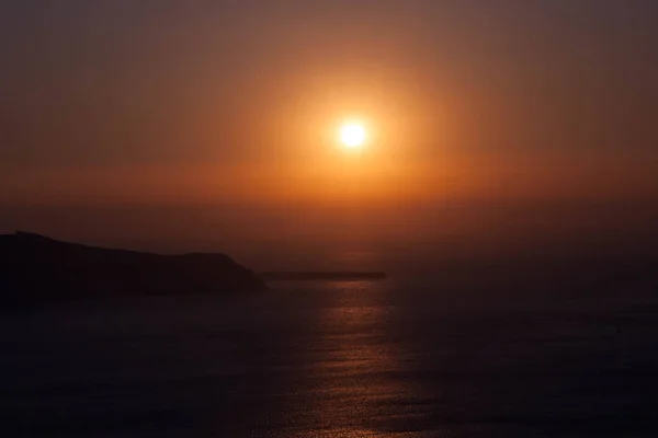 Вид Санторини Греция Солнце Голубое Небо Море Скалы — стоковое фото
