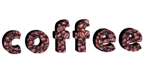 Text Kaffee Mit Kaffeebohnen Textur Illustration — Stockfoto
