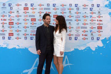 Giffoni Valle Piana, Sa, İtalya - 20 Temmuz 2018: Paul Rudd ve Evangeline Lilly Giffoni Festival 2018 - 20 Temmuz 2018 Giffoni Valle Piana, İtalya üzerinde Film 