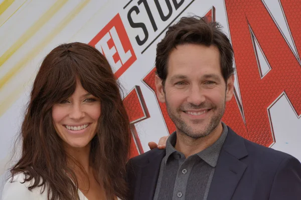 Giffoni Valle Piana, Sa, İtalya - 20 Temmuz 2018: Paul Rudd ve Evangeline Lilly Giffoni Festival 2018 - 20 Temmuz 2018 Giffoni Valle Piana, İtalya üzerinde Film 