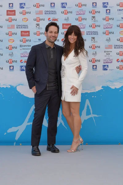 Giffoni Valle Piana, Sa, İtalya - 20 Temmuz 2018: Paul Rudd ve Evangeline Lilly Giffoni Festival 2018 - 20 Temmuz 2018 Giffoni Valle Piana, İtalya üzerinde Film 