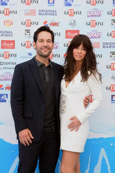 Giffoni Valle Piana, Sa, İtalya - 20 Temmuz 2018: Paul Rudd ve Evangeline Lilly Giffoni Festival 2018 - 20 Temmuz 2018 Giffoni Valle Piana, İtalya üzerinde Film 