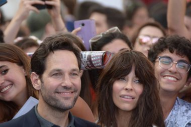 Giffoni Valle Piana, Sa, İtalya - 20 Temmuz 2018: Paul Rudd ve Evangeline Lilly Giffoni Festival 2018 - 20 Temmuz 2018 Giffoni Valle Piana, İtalya üzerinde Film 