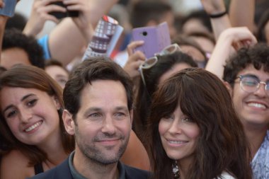 Giffoni Valle Piana, Sa, İtalya - 20 Temmuz 2018: Paul Rudd ve Evangeline Lilly Giffoni Festival 2018 - 20 Temmuz 2018 Giffoni Valle Piana, İtalya üzerinde Film 