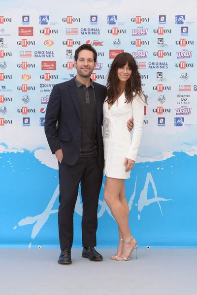 Giffoni Valle Piana, Sa, İtalya - 20 Temmuz 2018: Paul Rudd ve Evangeline Lilly Giffoni Festival 2018 - 20 Temmuz 2018 Giffoni Valle Piana, İtalya üzerinde Film 
