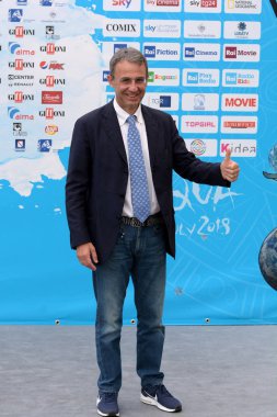 Giffoni Valle Piana, Sa, İtalya - 23 Temmuz 2018: Bakanı Sergio Costa adlı Giffoni Film Festivali 2018 - üzerinde 23 Temmuz 2018 Giffoni Valle Piana, İtalya 