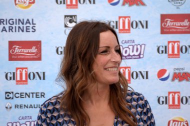 Giffoni Valle Piana, Sa, İtalya - 21 Temmuz 2018: Lucia Borgonzoni, Giffoni Film Festivali 2018 - üzerinde 21 Temmuz 2018 Giffoni Valle Piana, İtalya 