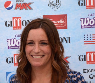 Giffoni Valle Piana, Sa, İtalya - 21 Temmuz 2018: Lucia Borgonzoni, Giffoni Film Festivali 2018 - üzerinde 21 Temmuz 2018 Giffoni Valle Piana, İtalya