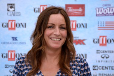 Giffoni Valle Piana, Sa, İtalya - 21 Temmuz 2018: Lucia Borgonzoni, Giffoni Film Festivali 2018 - üzerinde 21 Temmuz 2018 Giffoni Valle Piana, İtalya 