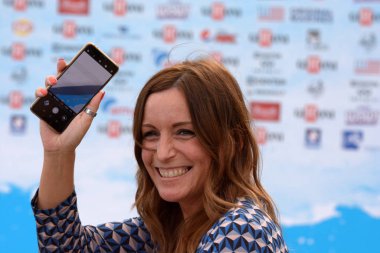 Giffoni Valle Piana, Sa, İtalya - 21 Temmuz 2018: Lucia Borgonzoni, Giffoni Film Festivali 2018 - üzerinde 21 Temmuz 2018 Giffoni Valle Piana, İtalya 