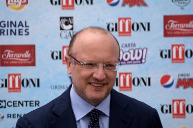 Giffoni Valle Piana, Sa, İtalya - 24 Temmuz 2018: Vincenzo Boccia, Giffoni Film Festivali 2018 - üzerinde 24 Temmuz 2018 Giffoni Valle Piana, İtalya