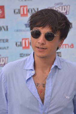 Giffoni Valle Piana, Sa, İtalya - 27 Temmuz 2018: Niccolo 'Moriconi takma adı Ultimo Giffoni Film Festivali 2018 - 27 Temmuz 2018 tarihinde Giffoni Valle Piana, İtalya 