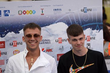Giffoni Valle Piana, Sa, İtalya - 26 Temmuz 2018: Vegas Jones ve Quentin40 adlı Giffoni üzerinde 26 Temmuz 2018 Giffoni Valle Piana, İtalya Festivali 2018 - Film 