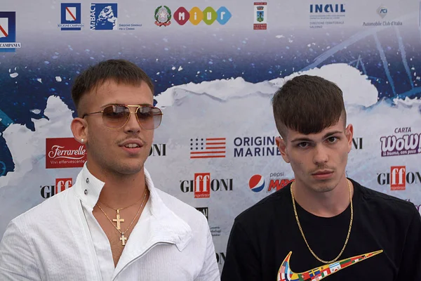 Giffoni Valle Piana, Sa, İtalya - 26 Temmuz 2018: Vegas Jones ve Quentin40 adlı Giffoni üzerinde 26 Temmuz 2018 Giffoni Valle Piana, İtalya Festivali 2018 - Film 