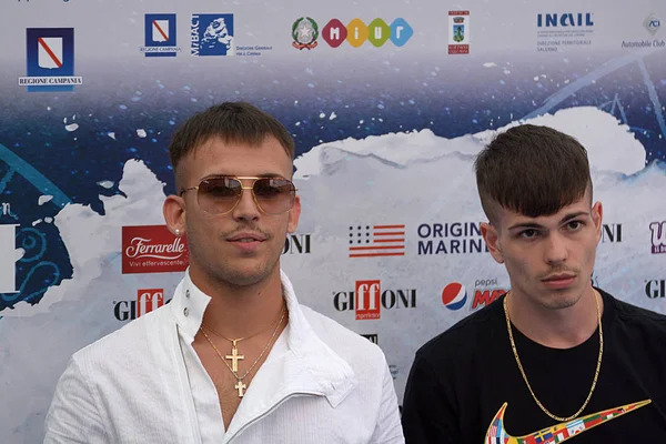 Giffoni Valle Piana, Sa, İtalya - 26 Temmuz 2018: Vegas Jones ve Quentin40 adlı Giffoni üzerinde 26 Temmuz 2018 Giffoni Valle Piana, İtalya Festivali 2018 - Film 