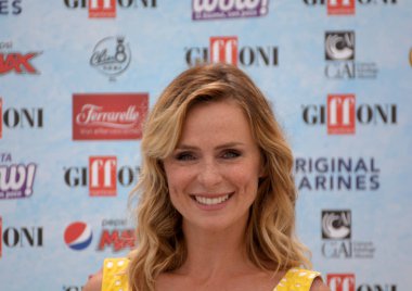 Giffoni Valle Piana, Sa, İtalya - 24 Temmuz 2018: Serena Autieri, Giffoni Film Festivali 2018 - üzerinde 24 Temmuz 2018 Giffoni Valle Piana, İtalya 