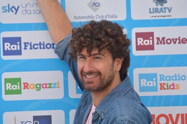 Giffoni Valle Piana, Sa, İtalya - 27 Temmuz 2018: Alessandro Siani, Giffoni Film Festivali 2018 - üzerinde 27 Temmuz 2018 Giffoni Valle Piana, İtalya 
