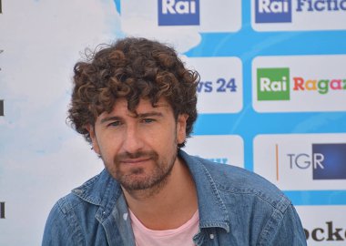 Giffoni Valle Piana, Sa, İtalya - 27 Temmuz 2018: Alessandro Siani, Giffoni Film Festivali 2018 - üzerinde 27 Temmuz 2018 Giffoni Valle Piana, İtalya 