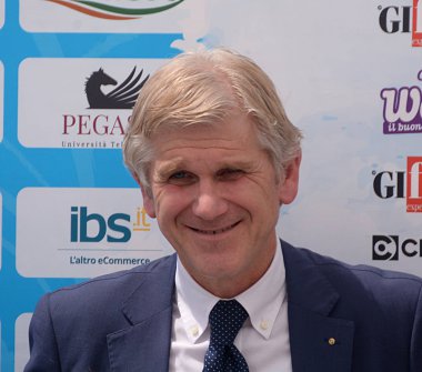 Giffoni Valle Piana, Sa, İtalya - 26 Temmuz 2018: Ermanno Ruozzi, Giffoni Film Festivali 2018 - üzerinde 26 Temmuz 2018 Giffoni Valle Piana, İtalya 